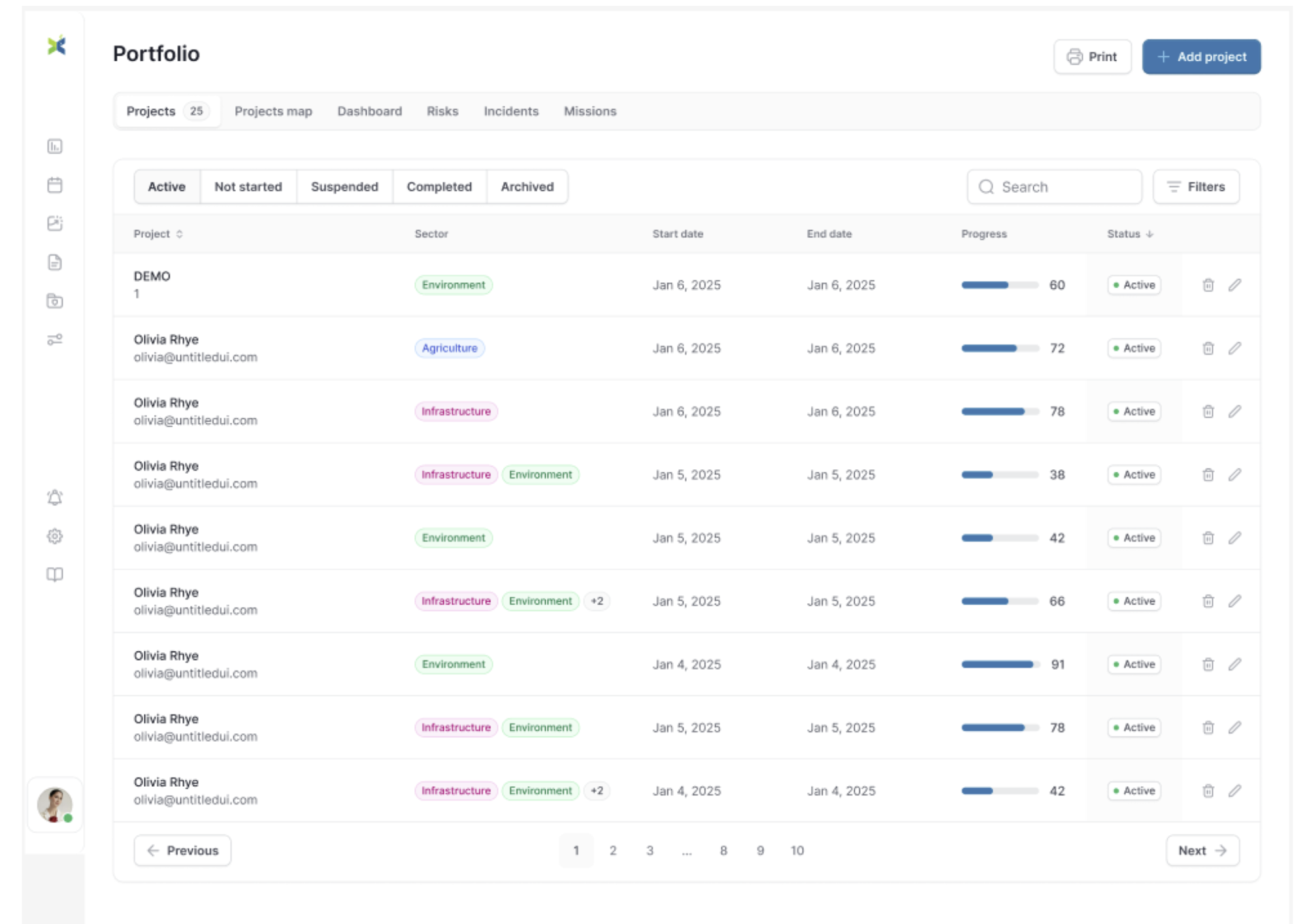 Capture du projet Delta Suivi Evaluation 3.0